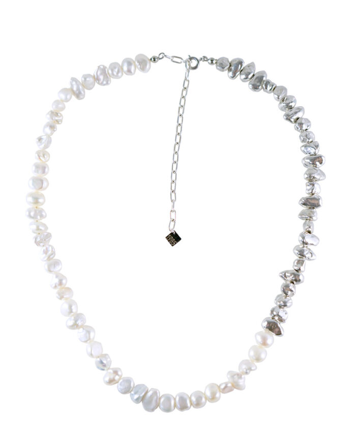Pearl single necklace silver