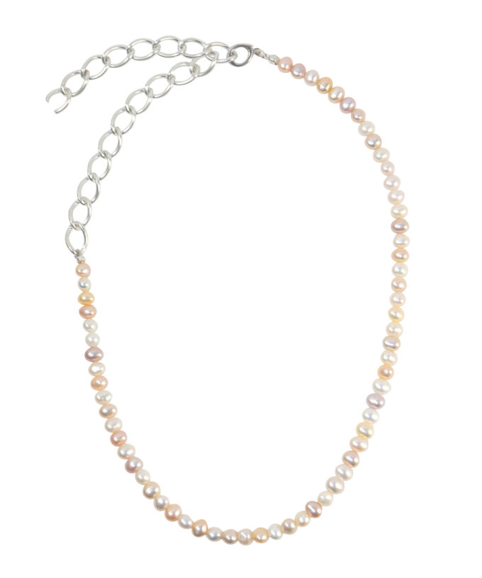Multi Color Pearl  Fence Chain Necklace
